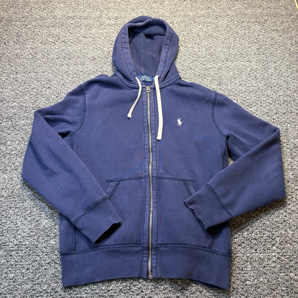 Polo by Ralph Lauren Navy Zip-Up Hoodie with White Logo